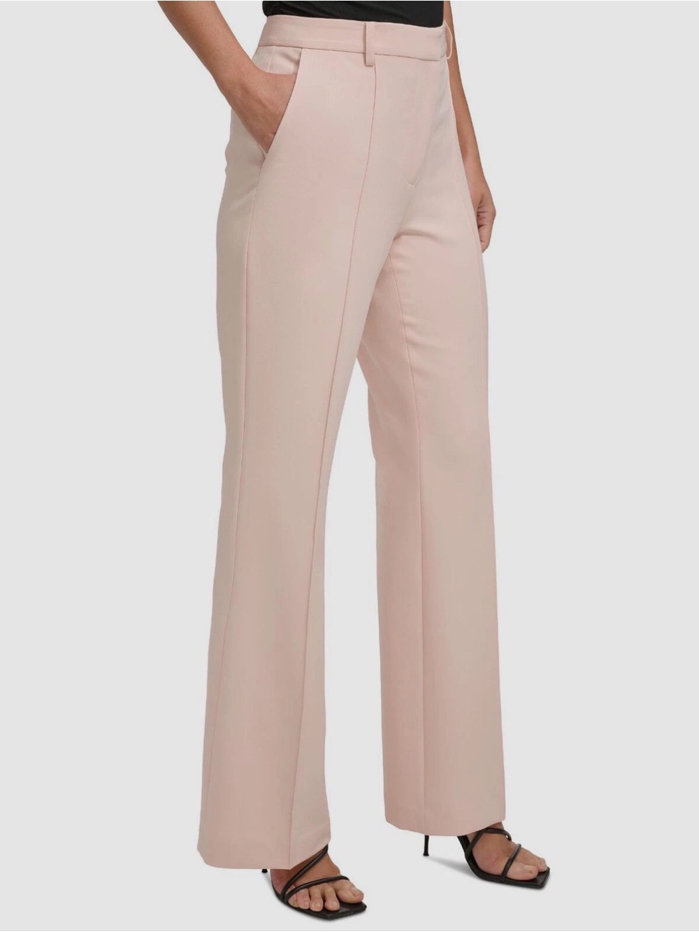 🆕 DKNY Women's High Rise Pink Solid Stretch Boot Cut Pants Size 14